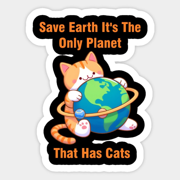 Save Earth It's The Only Planet That Has Cats Environmental Awareness Sticker by Fersan